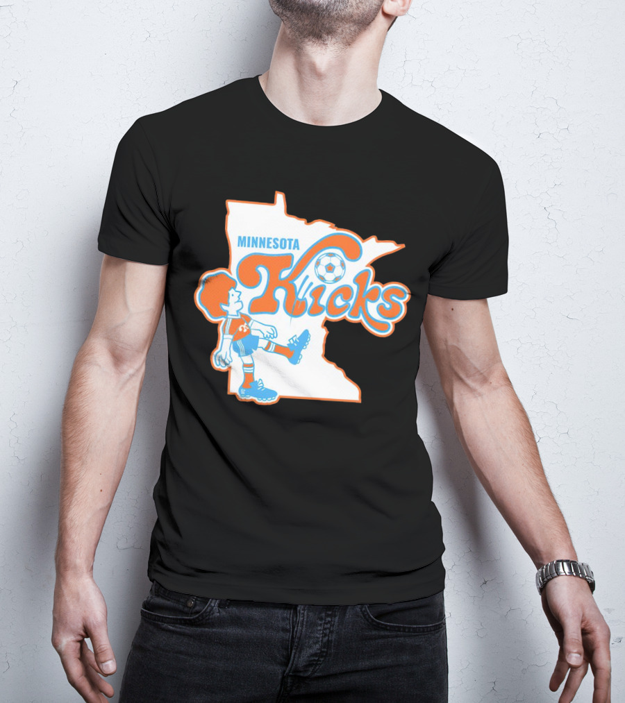 Minnesota Kicks Soccer Player In State Outline T-Shirt