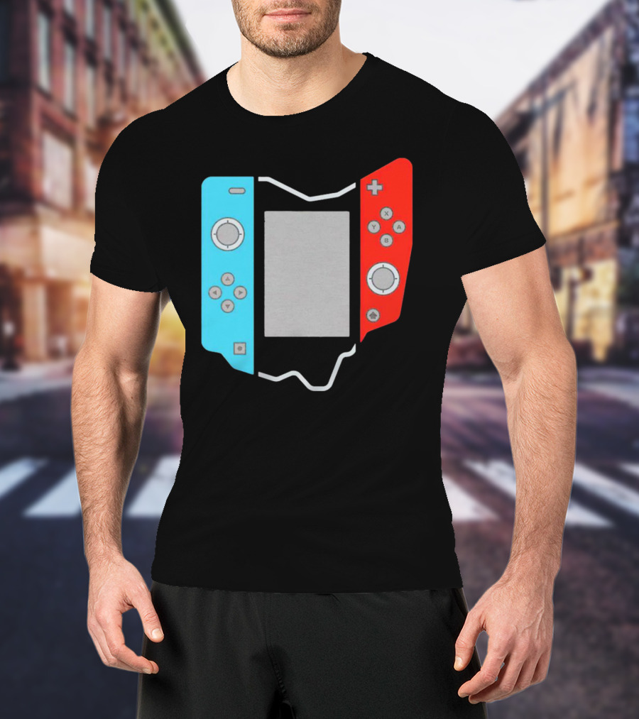 Ohio Gamepad Outline With Blue And Red Controller T-Shirt