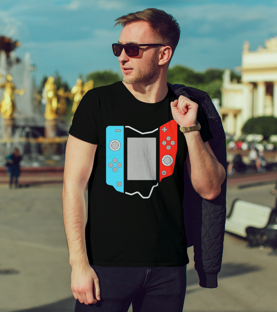 Ohio Gamepad Outline With Blue And Red Controller T-Shirt