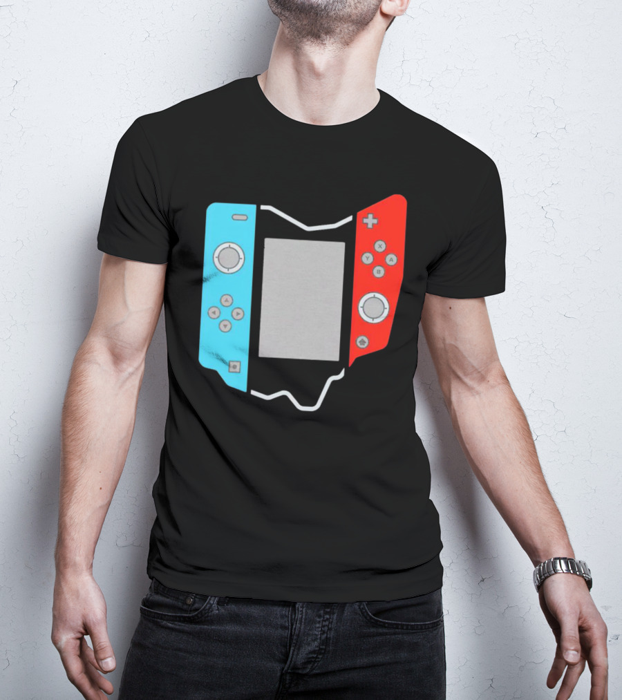 Ohio Gamepad Outline With Blue And Red Controller T-Shirt