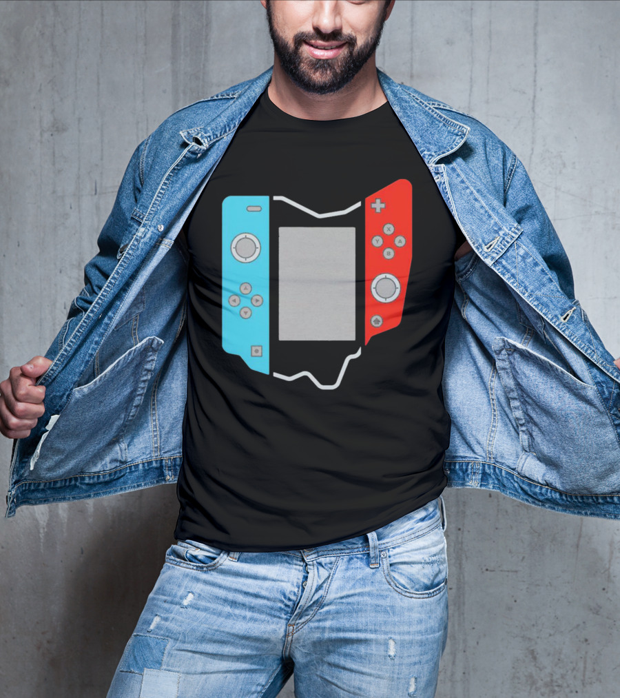 Ohio Gamepad Outline With Blue And Red Controller T-Shirt