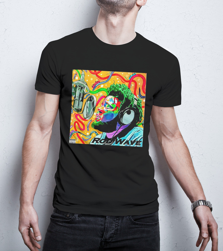 Rod Wave Vintage Colorful Microphone Headphones Psychedelic Art Album Cover T-Shirt