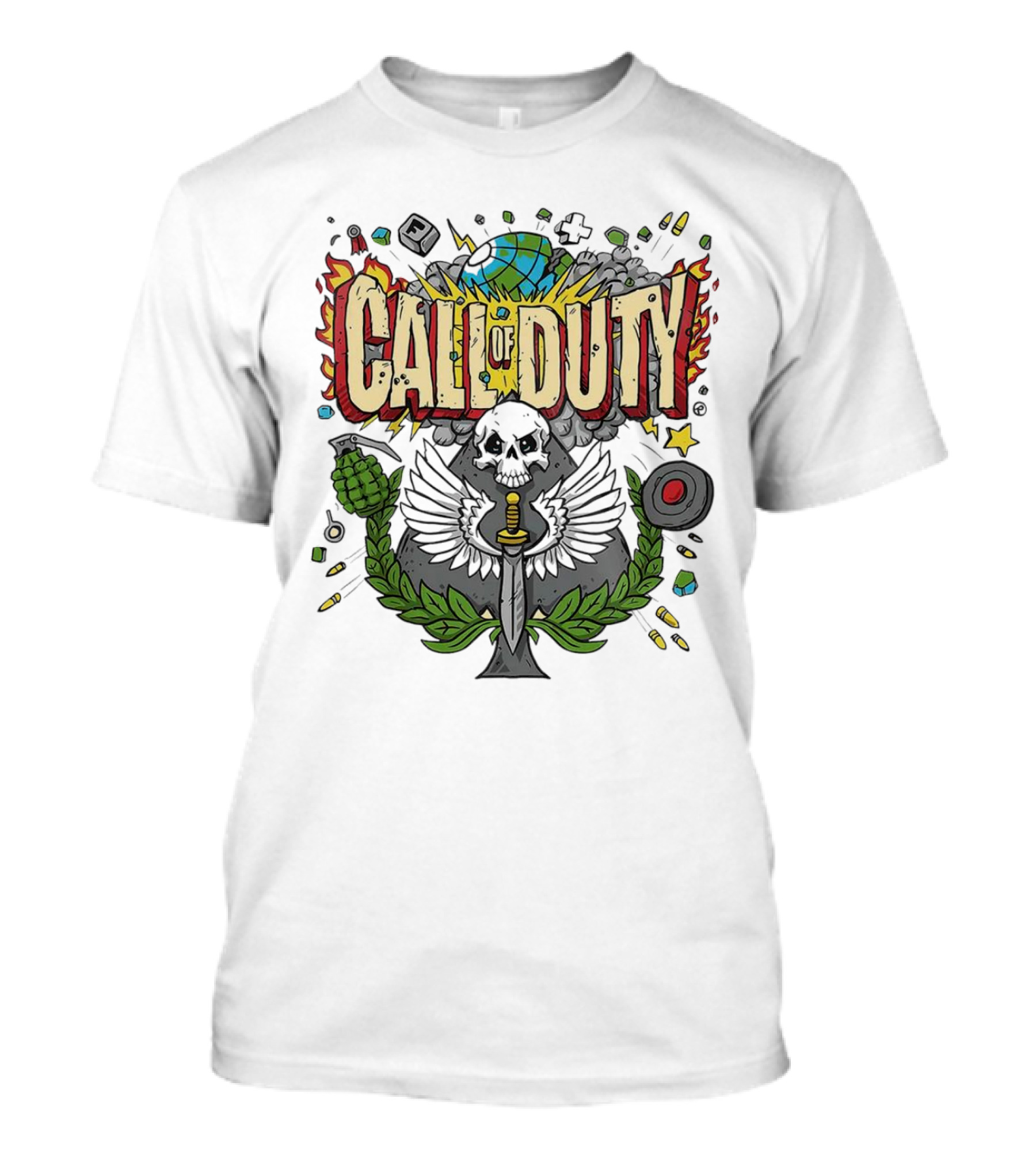 Call Of Duty Skull Halloween Gaming Icon Elements T-Shirt