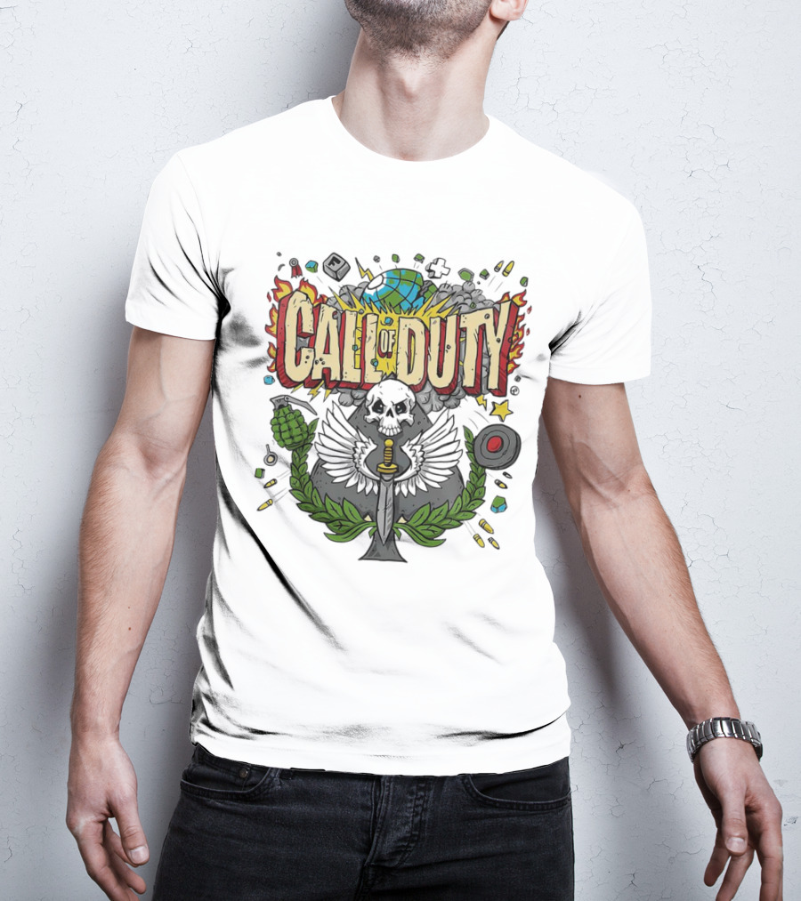 Call Of Duty Skull Halloween Gaming Icon Elements T-Shirt