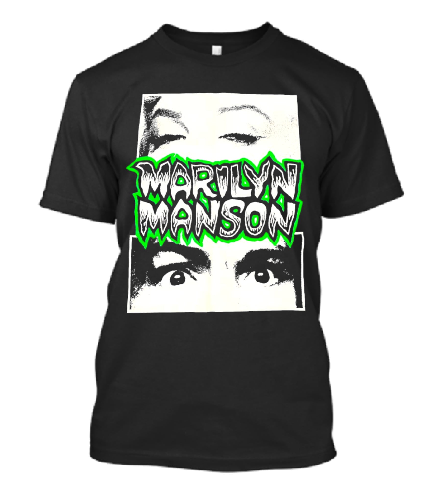 Marilyn Manson Face Illusion With Eyes Contrast T-Shirt