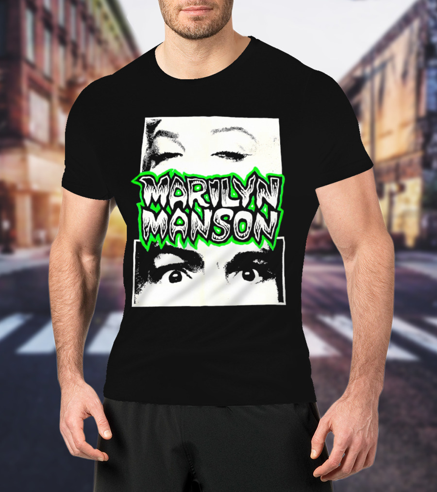 Marilyn Manson Face Illusion With Eyes Contrast T-Shirt