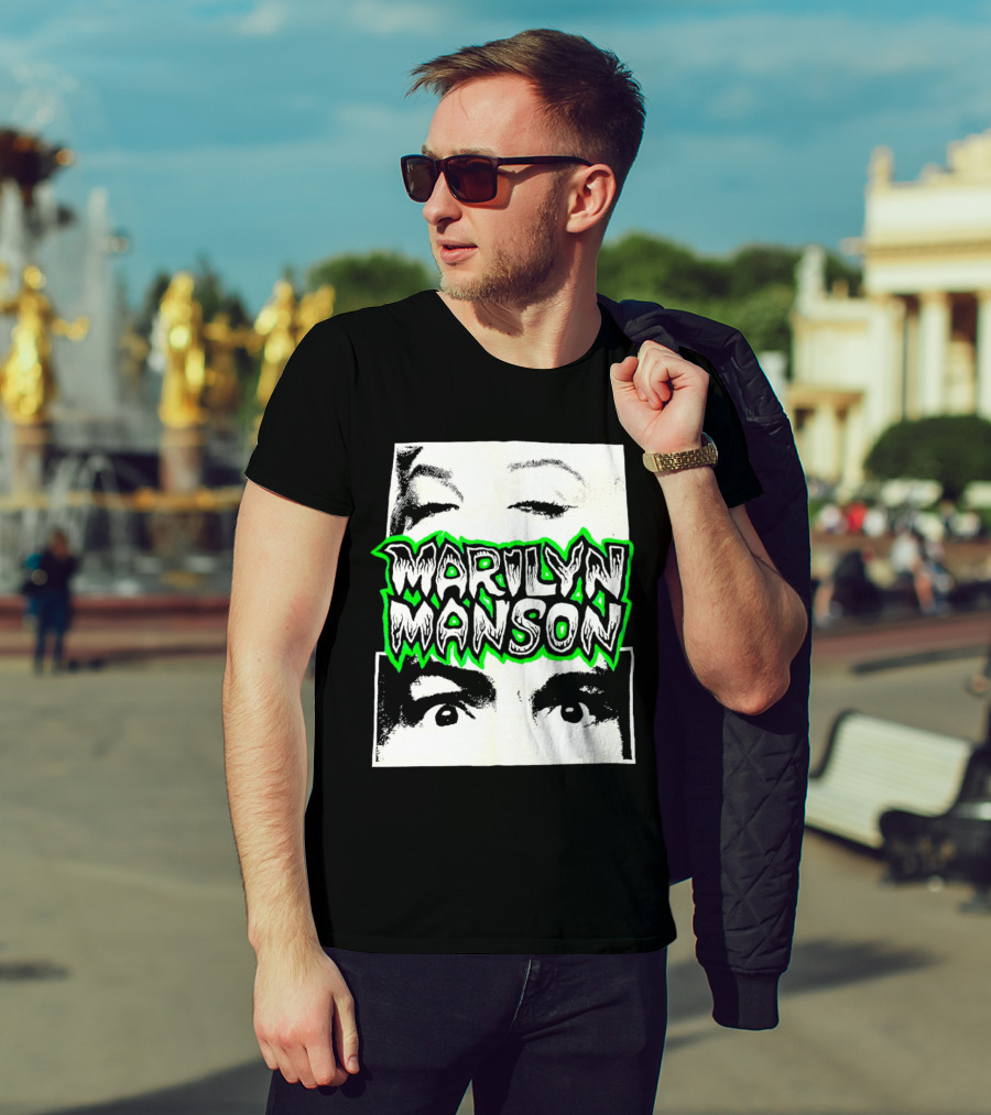 Marilyn Manson Face Illusion With Eyes Contrast T-Shirt