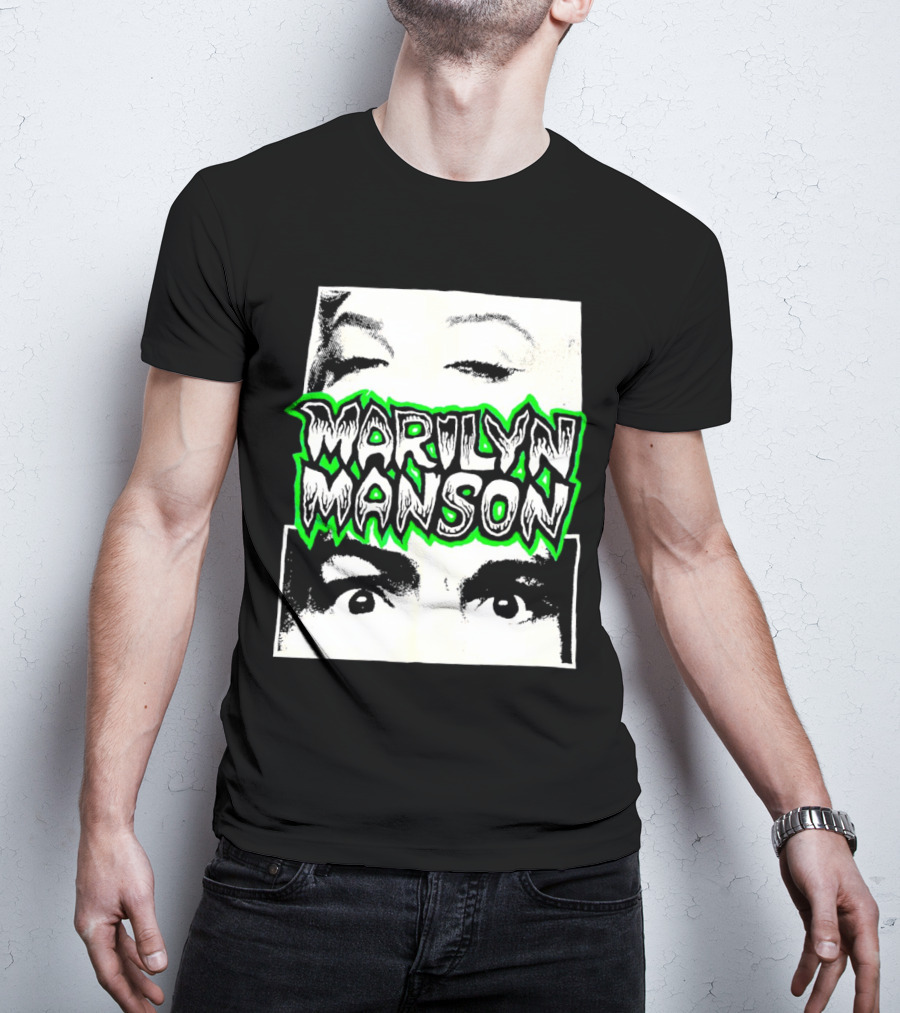 Marilyn Manson Face Illusion With Eyes Contrast T-Shirt