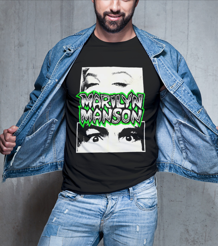 Marilyn Manson Face Illusion With Eyes Contrast T-Shirt