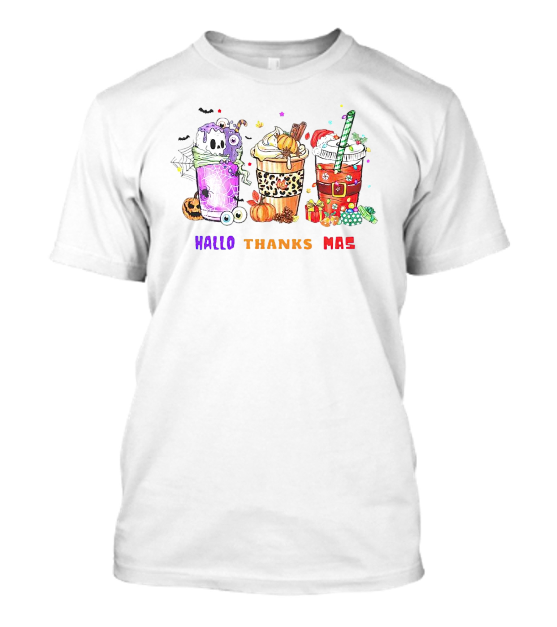 Coffee Halloween Thanksgiving Christmas Hallo Thanks Mas T-Shirt
