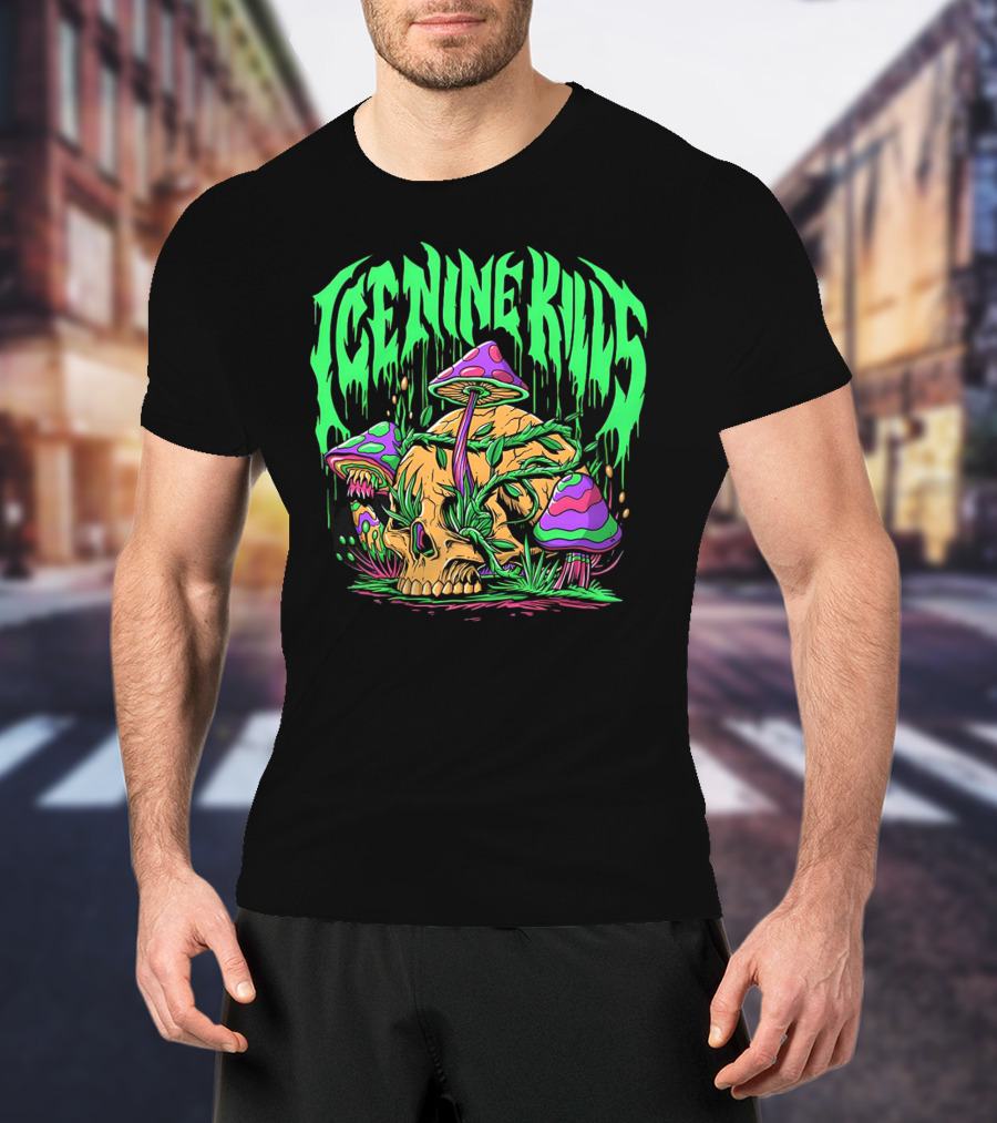 Ice Nine Kills Skull With Psychedelic Mushrooms T-Shirt