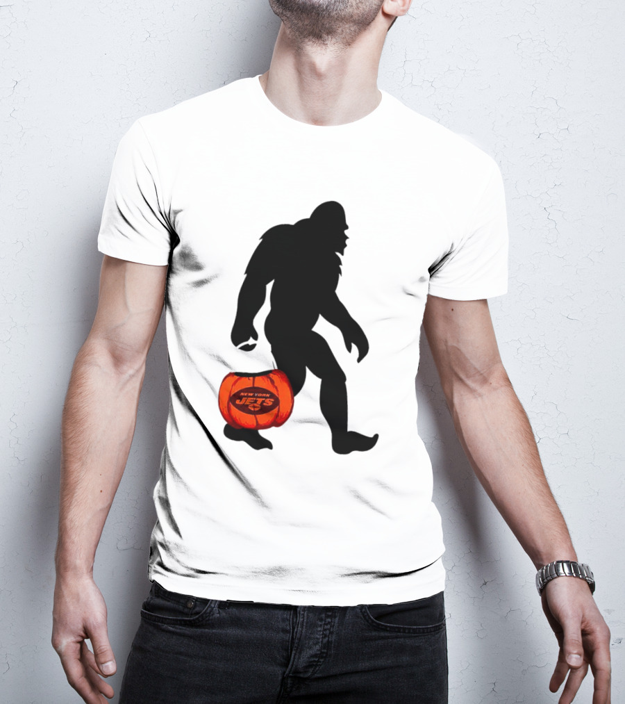 New York Jets Bigfoot Halloween Pumpkin T-Shirt