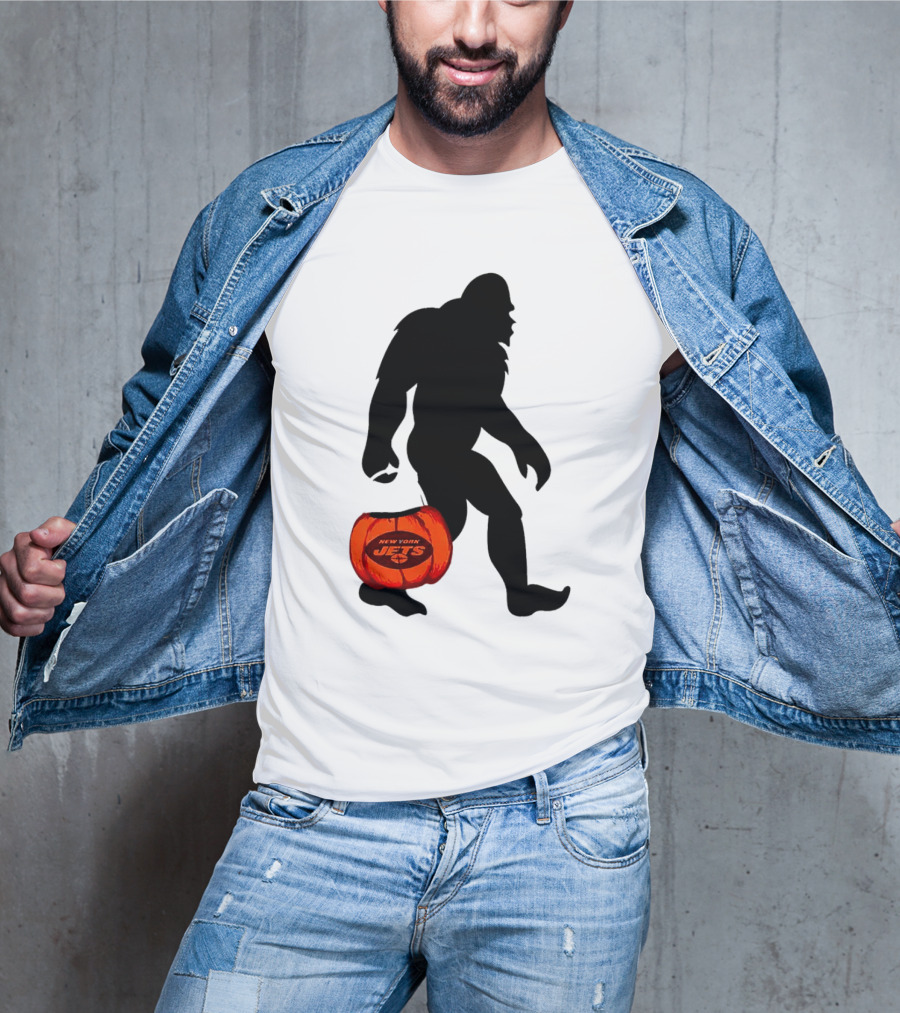 New York Jets Bigfoot Halloween Pumpkin T-Shirt