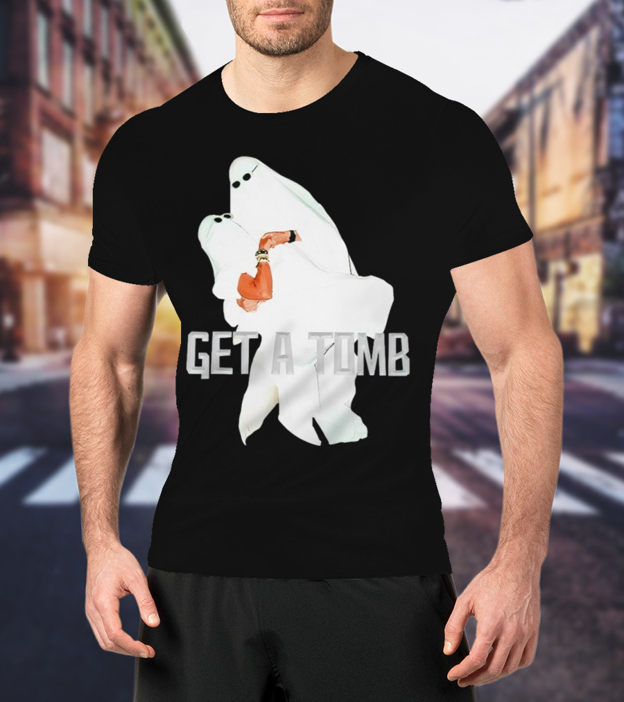 GET A TOMB Ghosts Carrying Figure Halloween Humor T-Shirt
