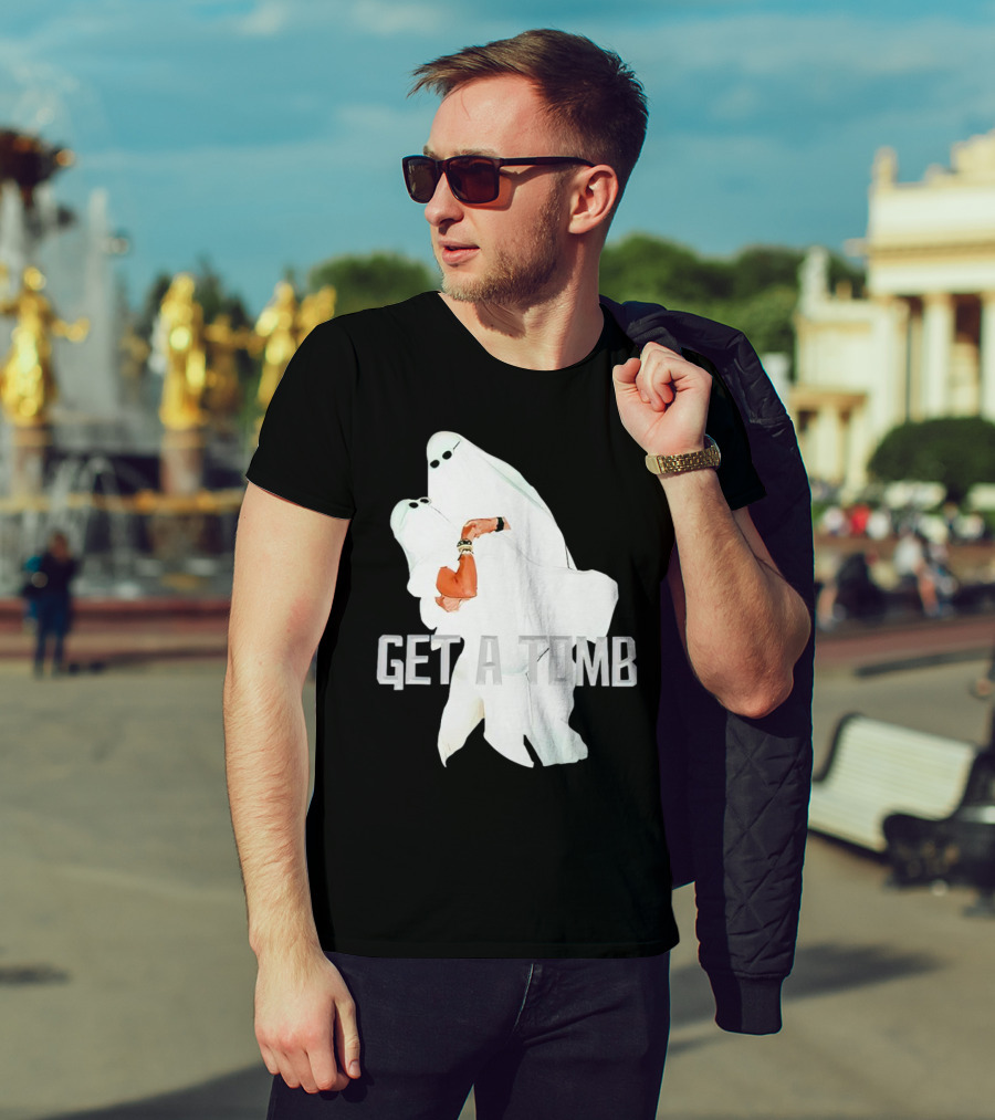GET A TOMB Ghosts Carrying Figure Halloween Humor T-Shirt