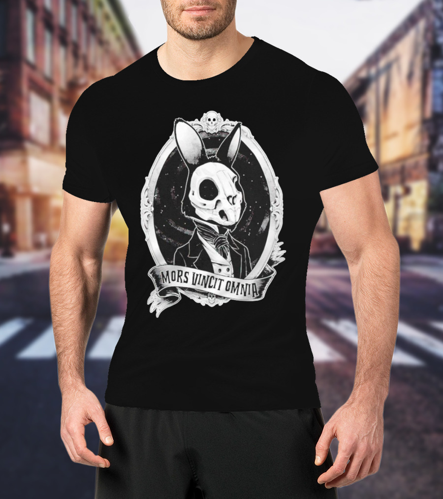 Gothic Rabbit Skeleton Portrait Mors Vincit Omnia T-Shirt