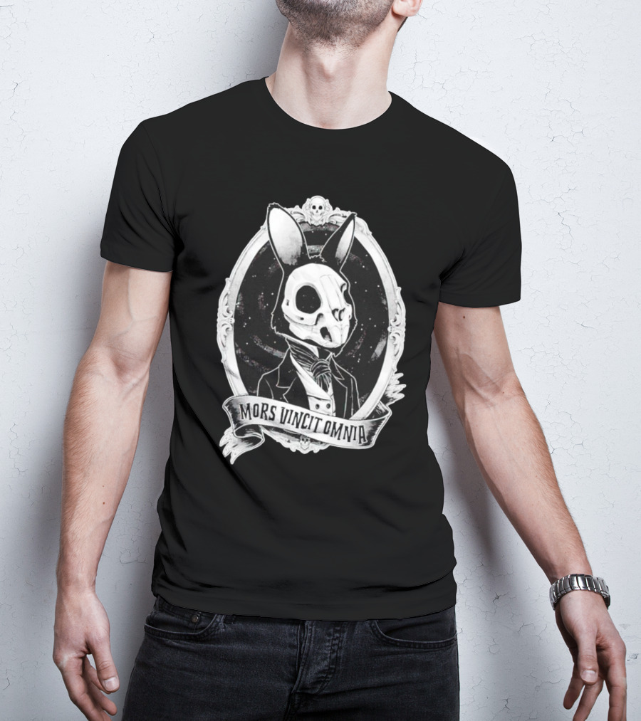 Gothic Rabbit Skeleton Portrait Mors Vincit Omnia T-Shirt