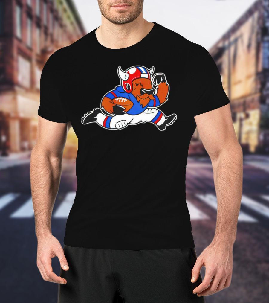 Running Buffalo Football Player In Blue And Red Helmet Monopolizing Wins T-Shirt