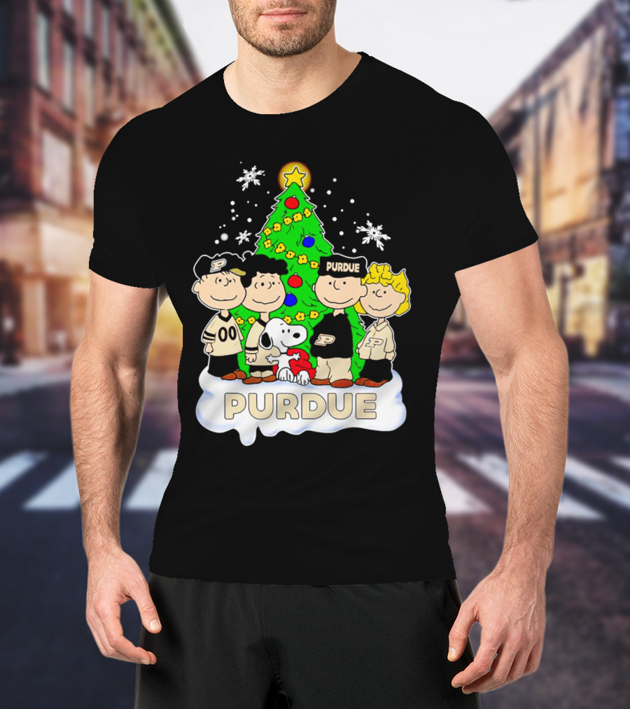 Peanuts Christmas With Purdue Boilermakers Charlie Brown And Snoopy T-Shirt