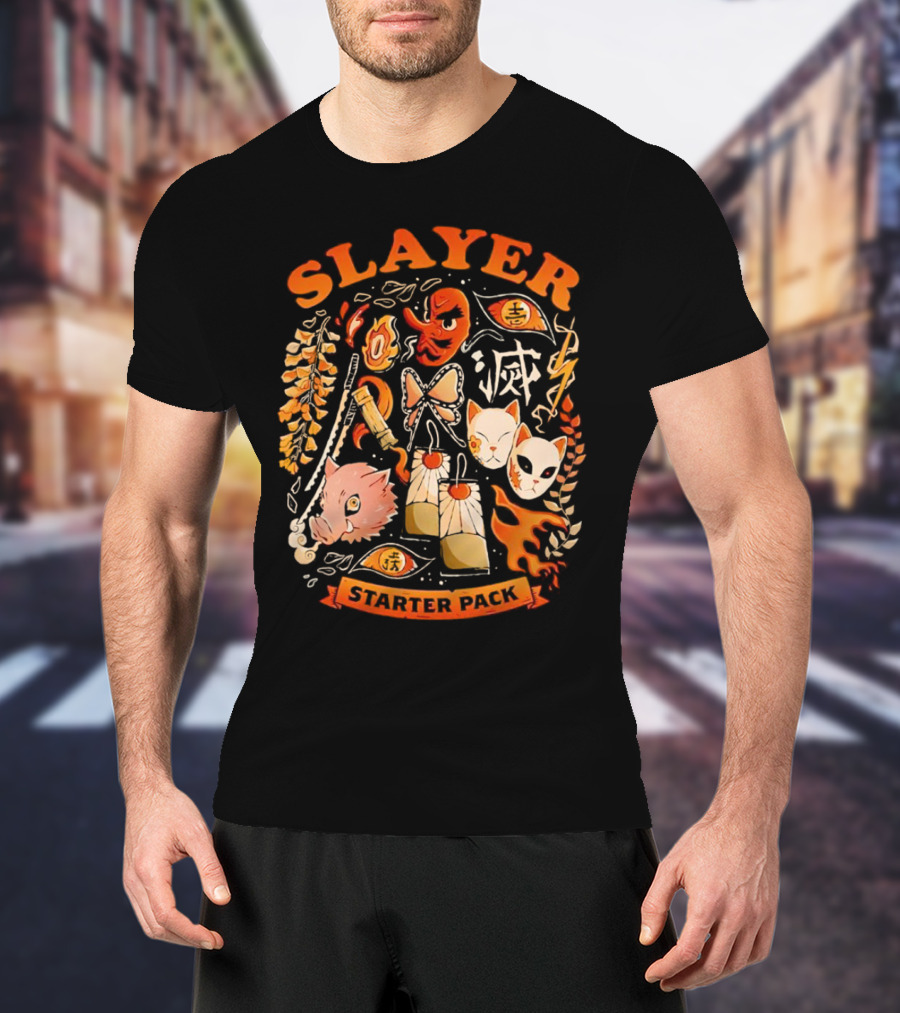 Slayer Starter Pack Kimetsu No Yaiba Symbols And Masks Collection T-Shirt