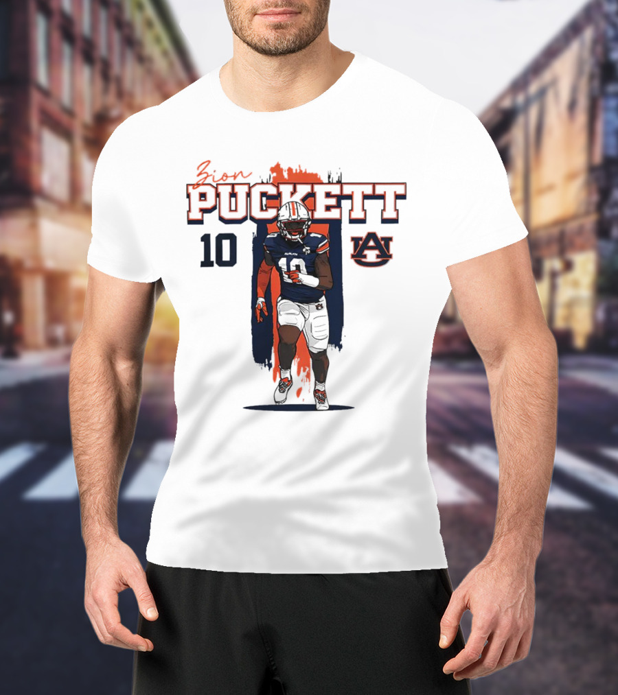 Zion Puckett Auburn Tigers 10 Caricature T-Shirt