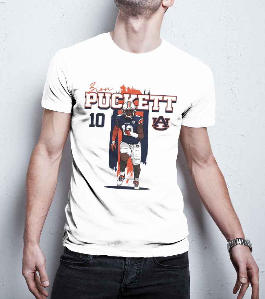 Zion Puckett Auburn Tigers 10 Caricature T-Shirt