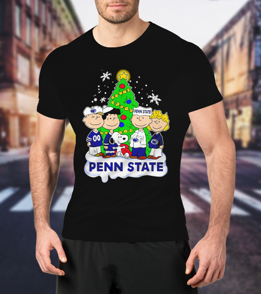Peanuts Penn State Christmas Nittany Lions Snoopy And Friends Holiday Tree T-Shirt