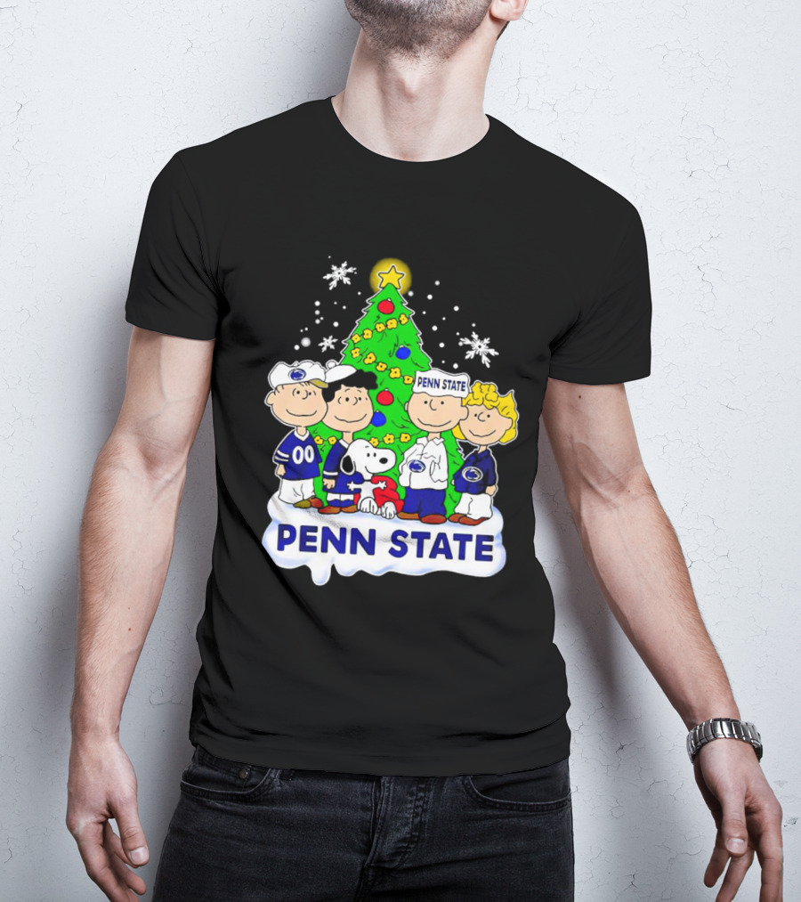 Peanuts Penn State Christmas Nittany Lions Snoopy And Friends Holiday Tree T-Shirt