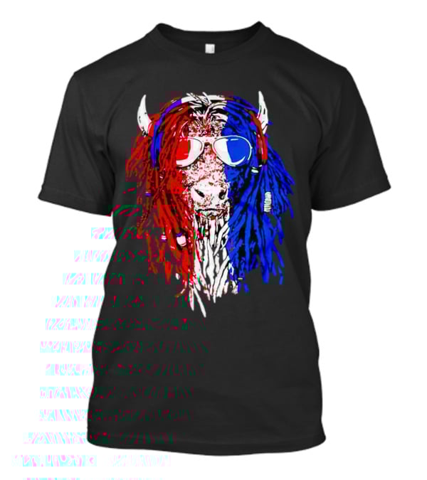 Buffalo Soldier Rasta Red Blue Bison Sunglasses Dreadlocks T-Shirt