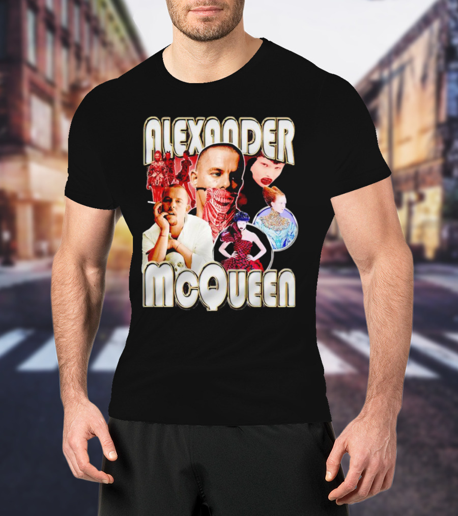Alexander McQueen Fashion Iconography And Portrait Collage T-Shirt