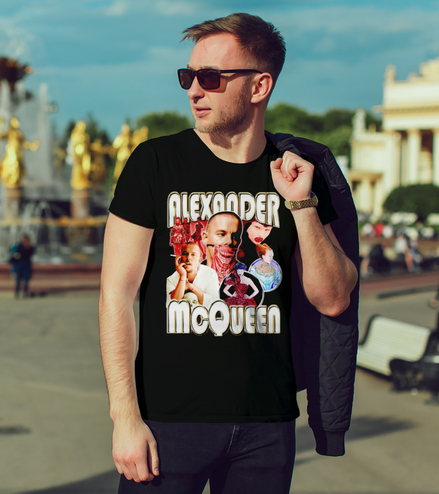 Alexander McQueen Fashion Iconography And Portrait Collage T-Shirt