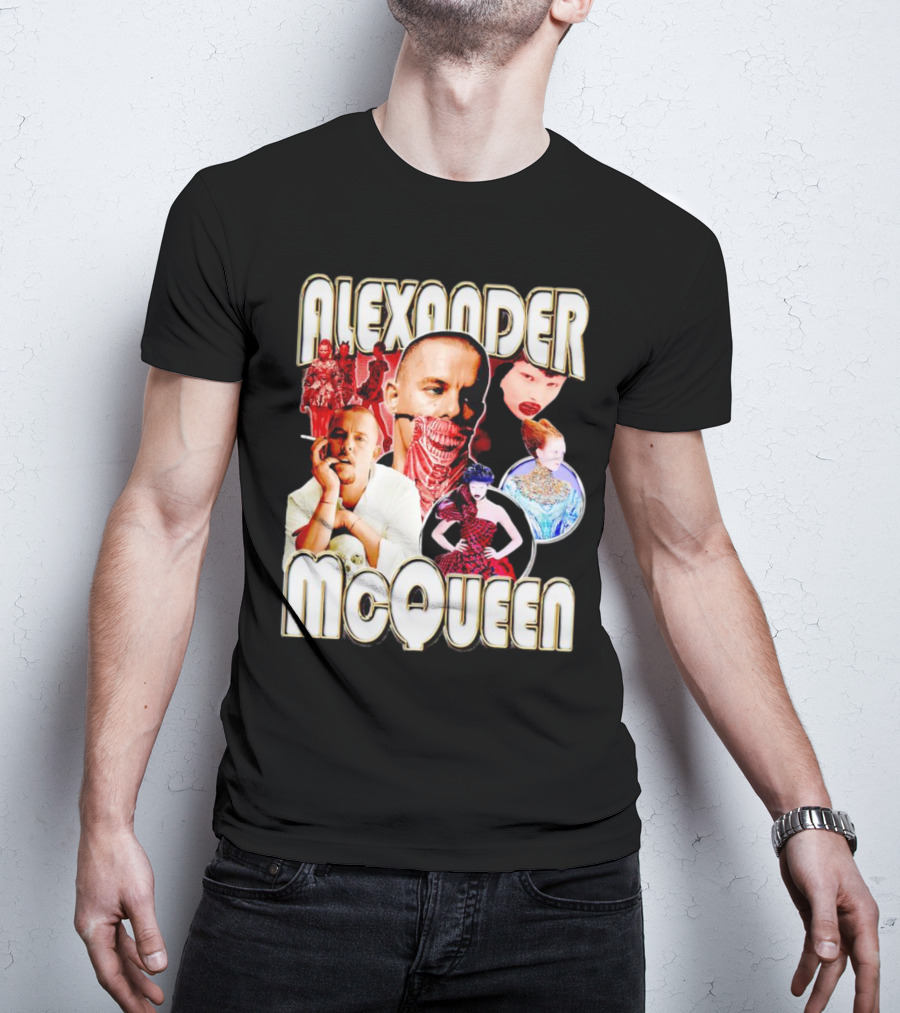 Alexander McQueen Fashion Iconography And Portrait Collage T-Shirt