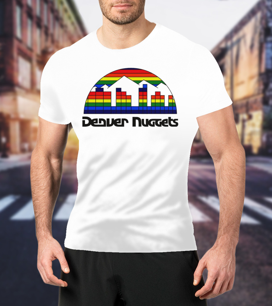 Denver Nuggets Skyline Rainbow Vintage Retro Classic T-Shirt