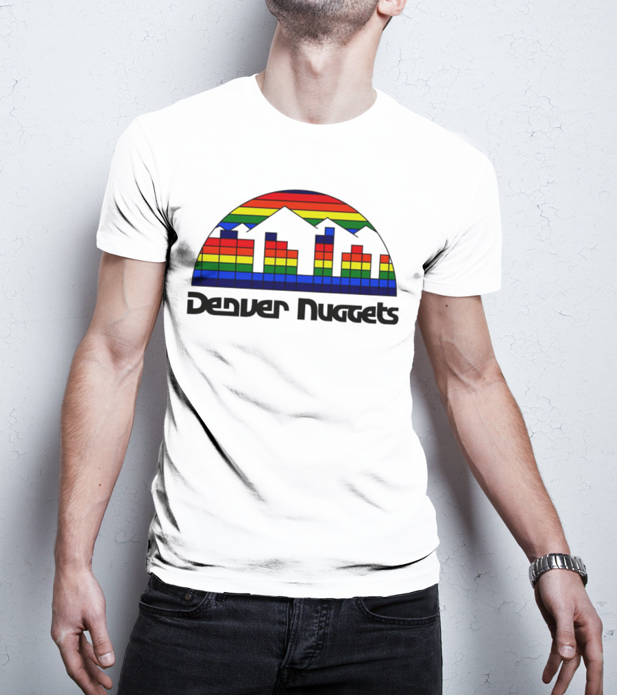 Denver Nuggets Skyline Rainbow Vintage Retro Classic T-Shirt