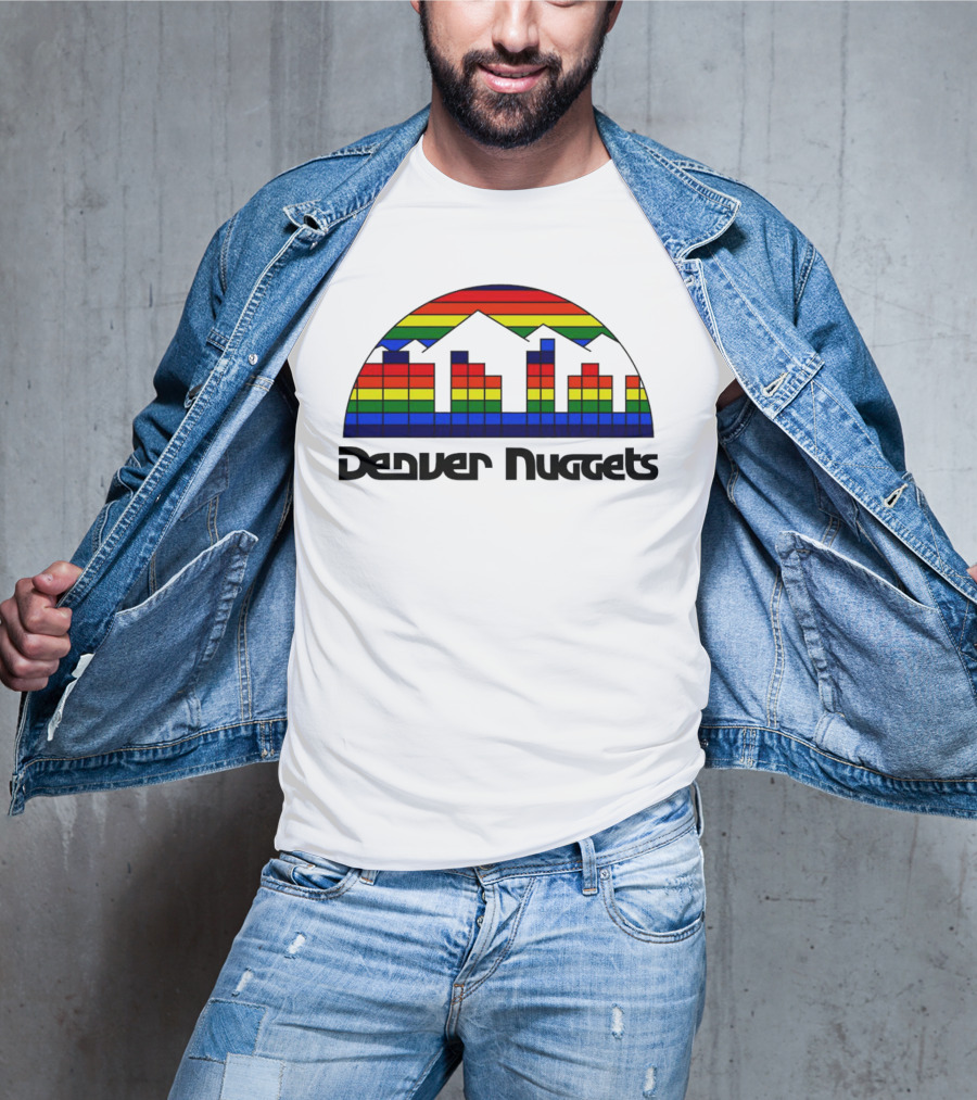Denver Nuggets Skyline Rainbow Vintage Retro Classic T-Shirt