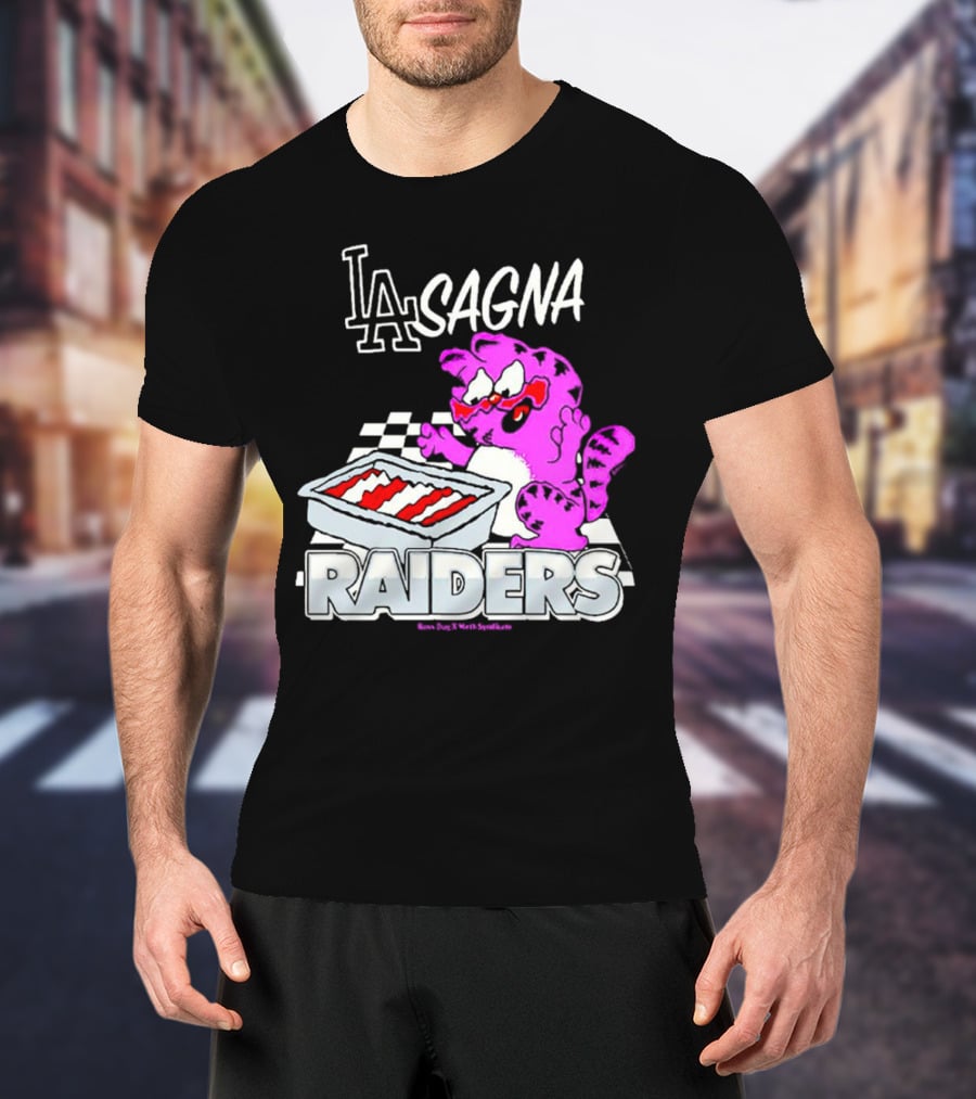 Garfield Lasagna Raiders LA Pink Cat Northumberland T-Shirt