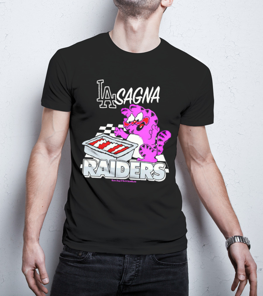Garfield Lasagna Raiders LA Pink Cat Northumberland T-Shirt