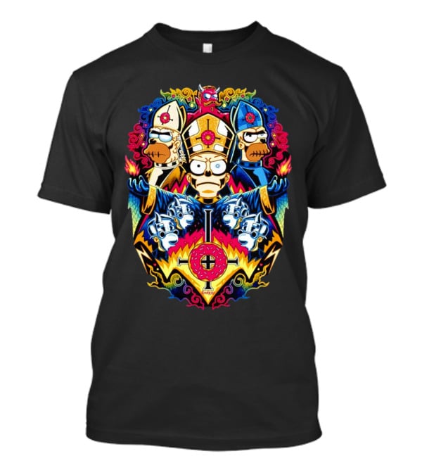 The Simpsons Papa Caramba Homer Papal Trio Psychedelic T-Shirt
