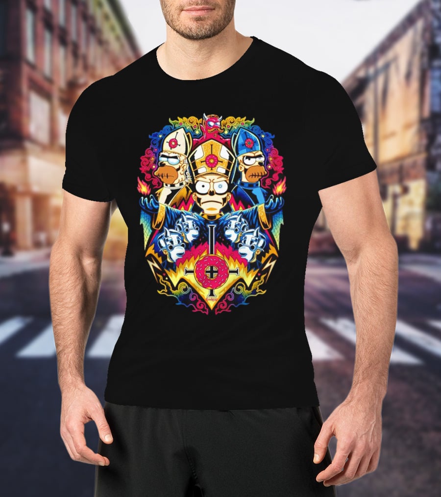 The Simpsons Papa Caramba Homer Papal Trio Psychedelic T-Shirt