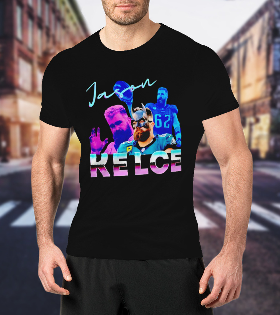 Jason Kelce Philadelphia Eagles Football Player Retro Collage T-Shirt