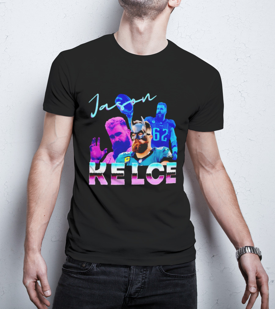 Jason Kelce Philadelphia Eagles Football Player Retro Collage T-Shirt