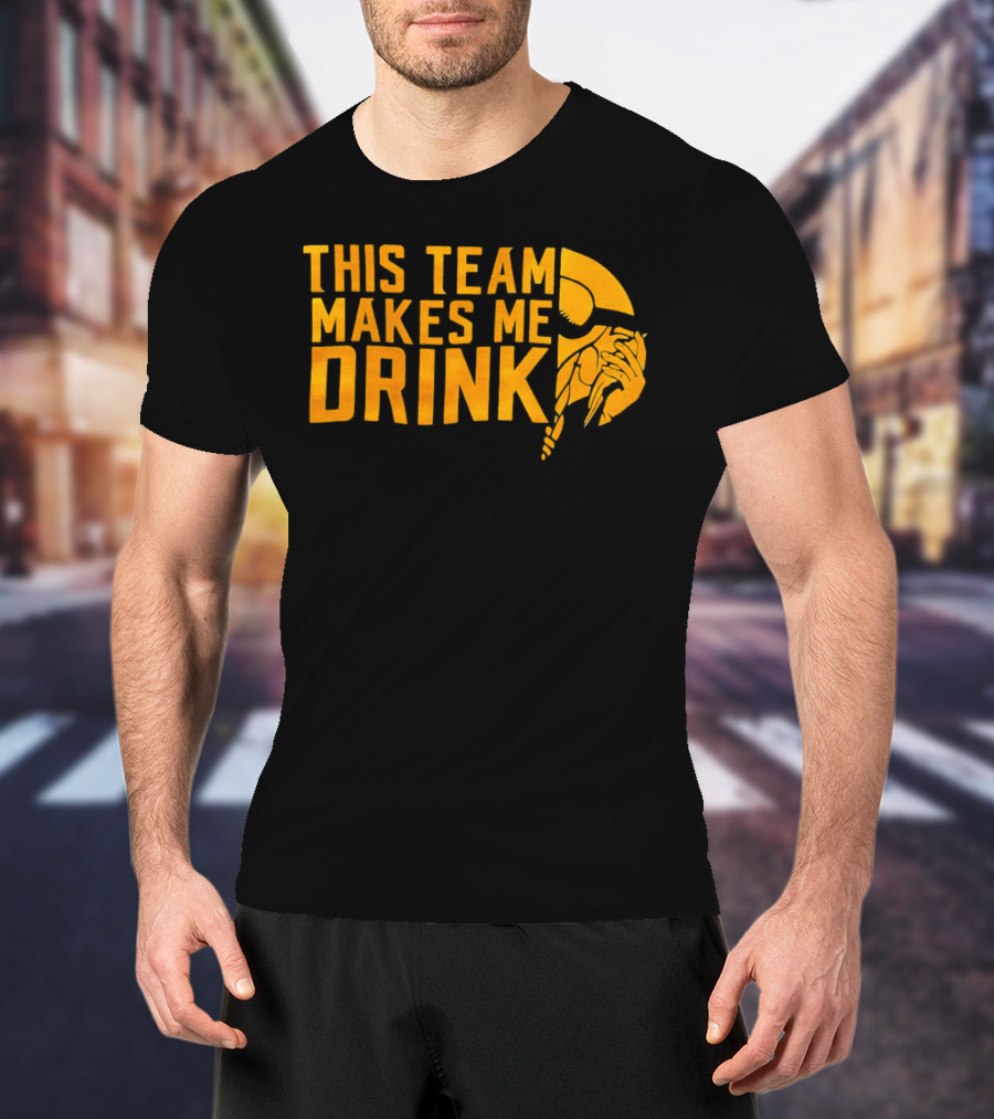 Minnesota Vikings This Team Makes Me Drink Viking Helmet T-Shirt