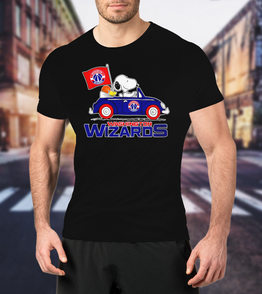 Washington Wizards Snoopy Driving Car With Basketball T-Shirt