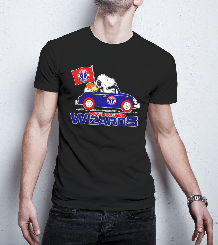 Washington Wizards Snoopy Driving Car With Basketball T-Shirt