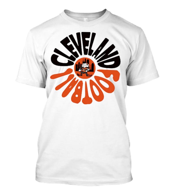 Cleveland Browns Football Retro Logo With Elf And Skyline T-Shirt