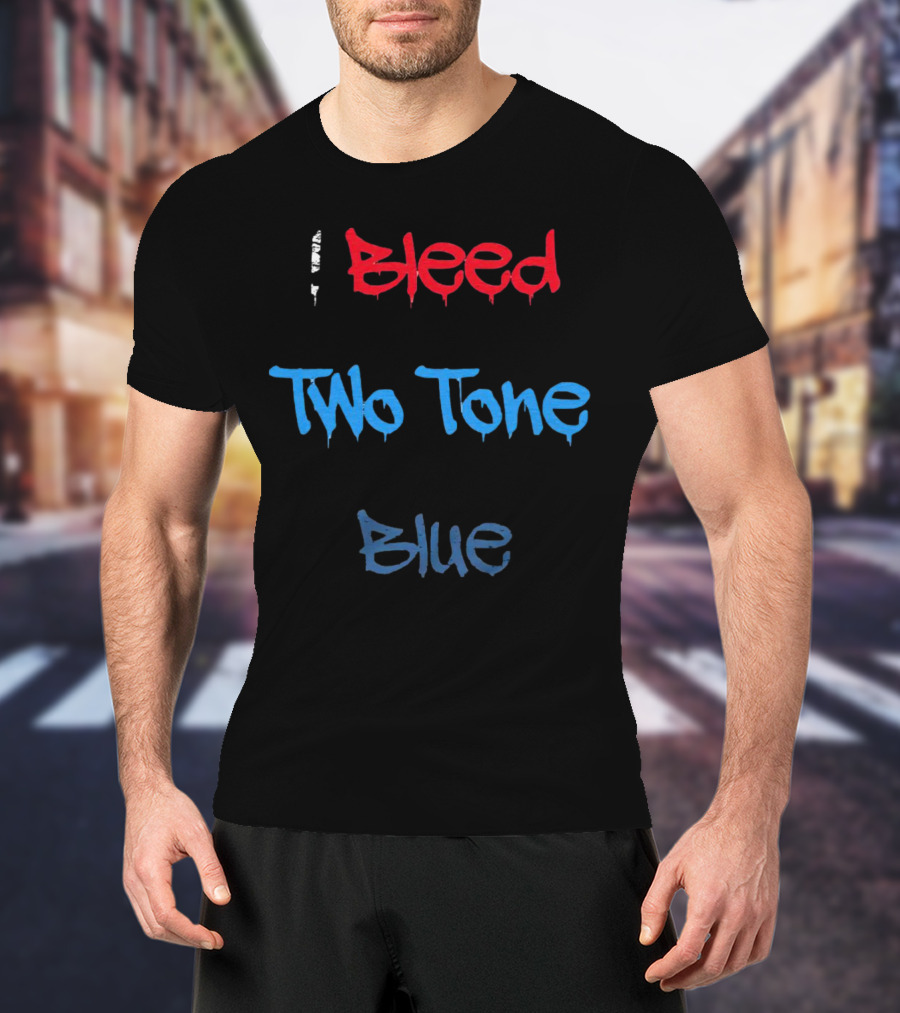 I Bleed Two Tone Blue Dripping Graffiti T-Shirt