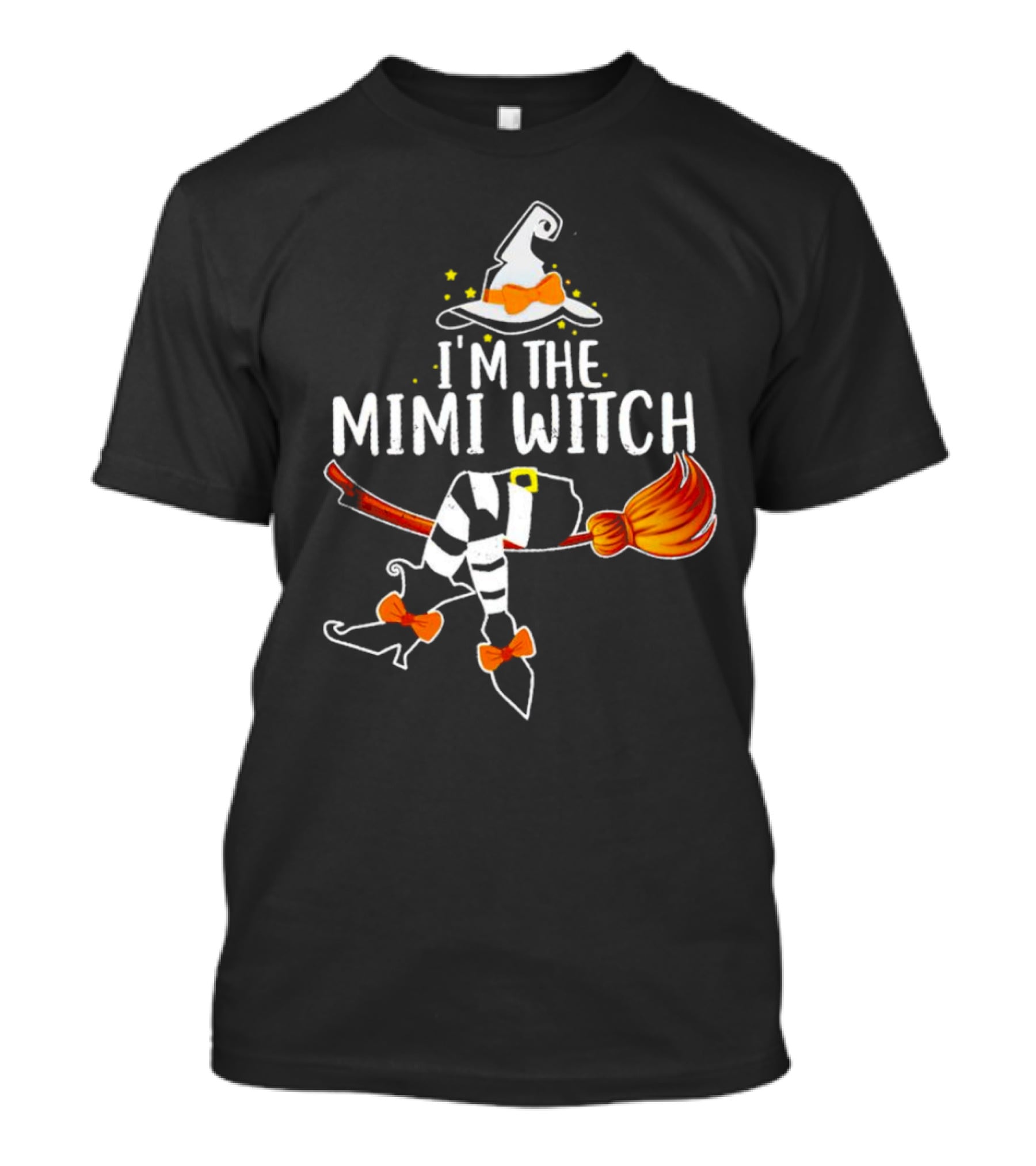 I’m The Mimi Witch Halloween Broomstick Hat Bow Stars T-Shirt