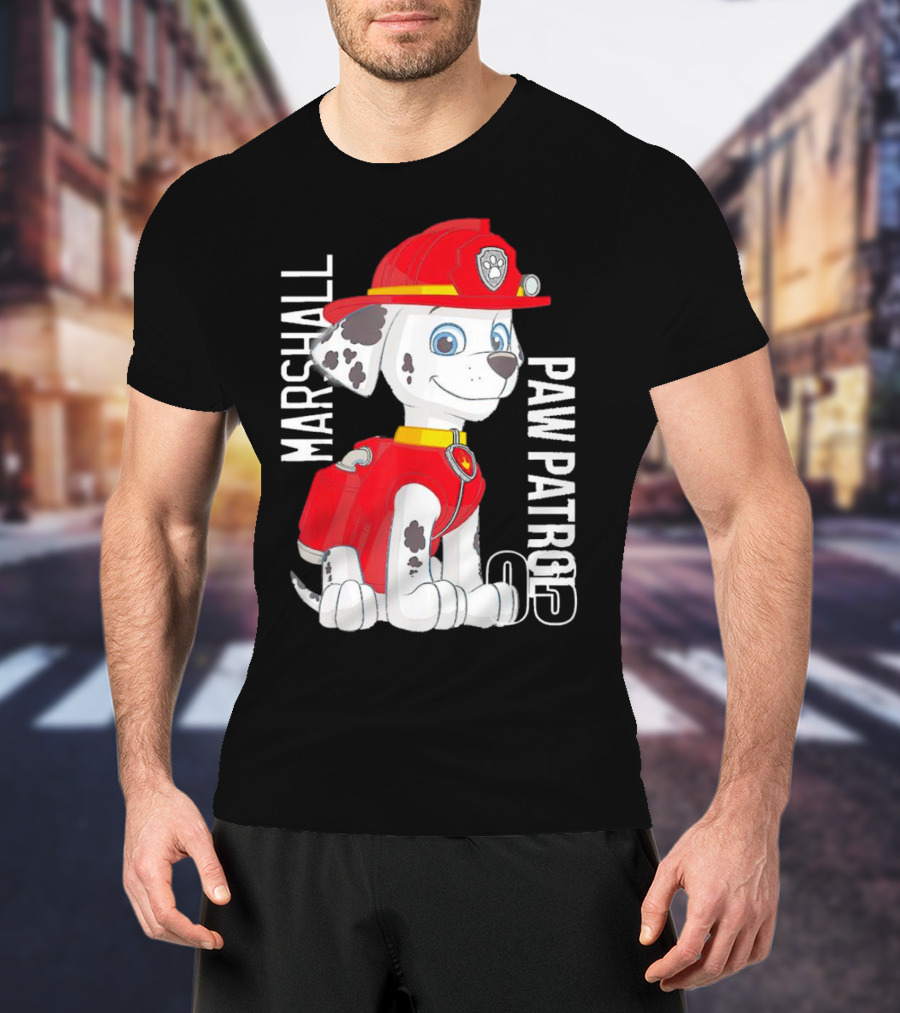 Marshal Paw Patrol Firefighter Pup With Bone Tag T-Shirt