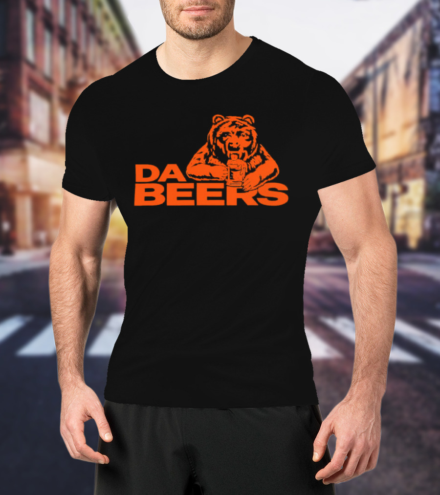 Da Beers Chicago Bears Football Beer Drinking Bear T-Shirt