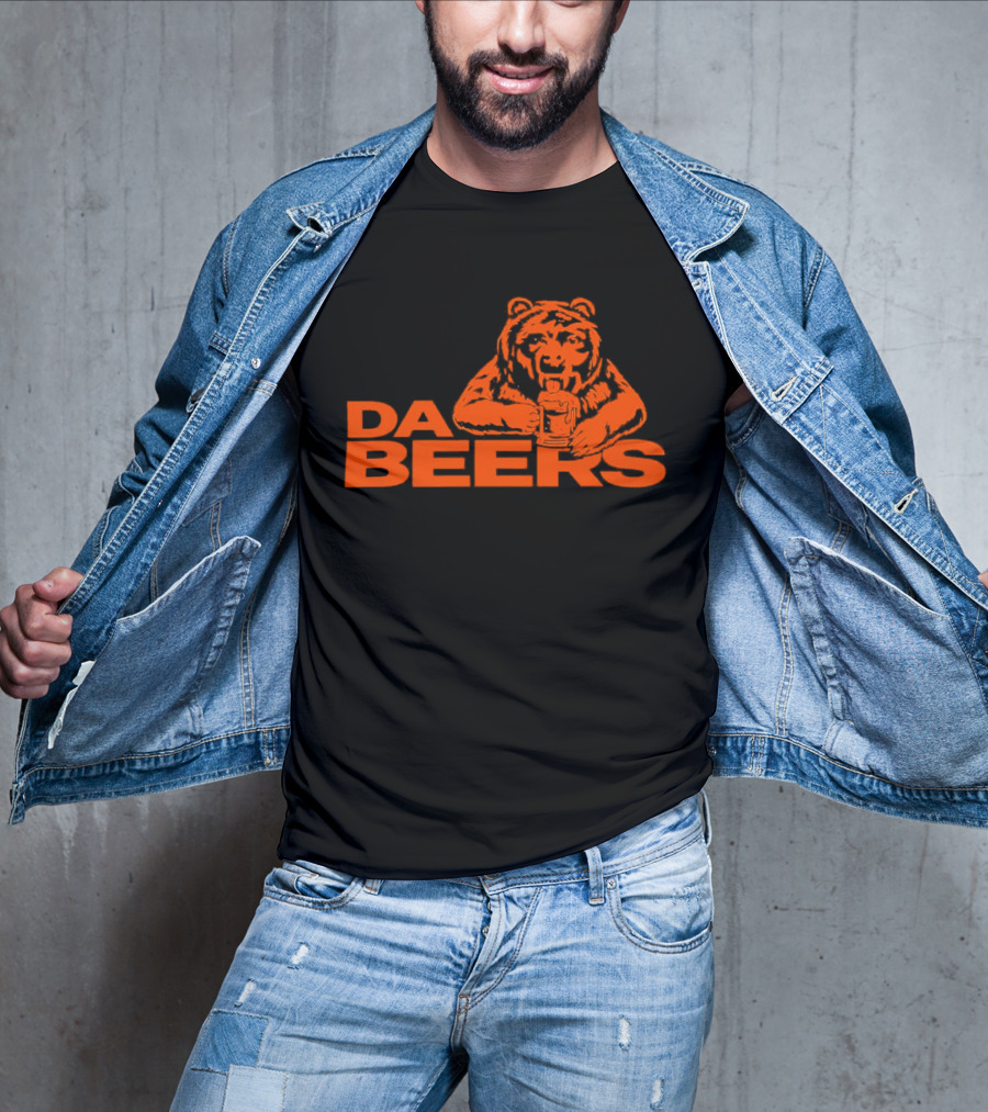 Da Beers Chicago Bears Football Beer Drinking Bear T-Shirt